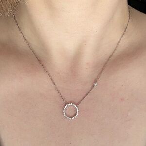 Crystal Open Circle Sterling Silver Necklace